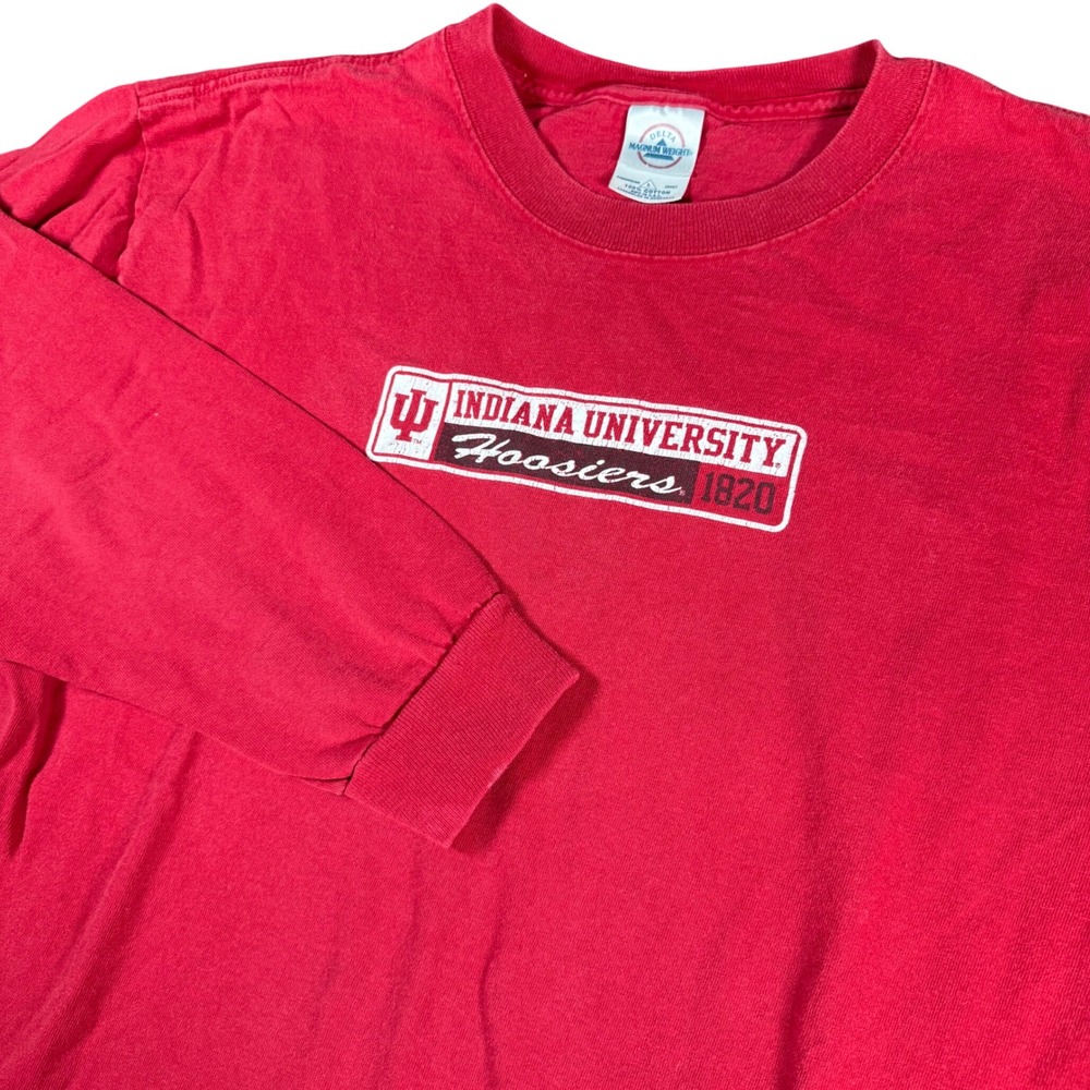 Indiana University Hoosiers T-Shirt Mens L Red Vintage Distressed NCAA Football